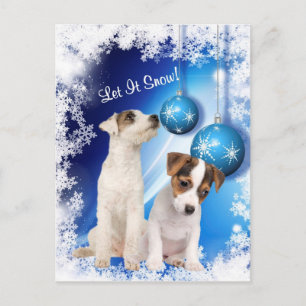 Jack Russell Puppy Let It Snow Design #2 Holiday Postcard