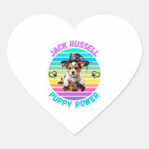 Jack Russell Puppy Portrait With A Hallowen Theme Heart Sticker