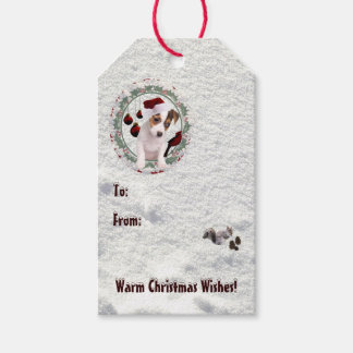 Jack Russell Puppy Warm Christmas Wishes Gift Tags