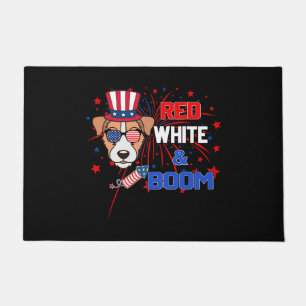 Jack Russell Red White _ Boom 4th of july Doormat