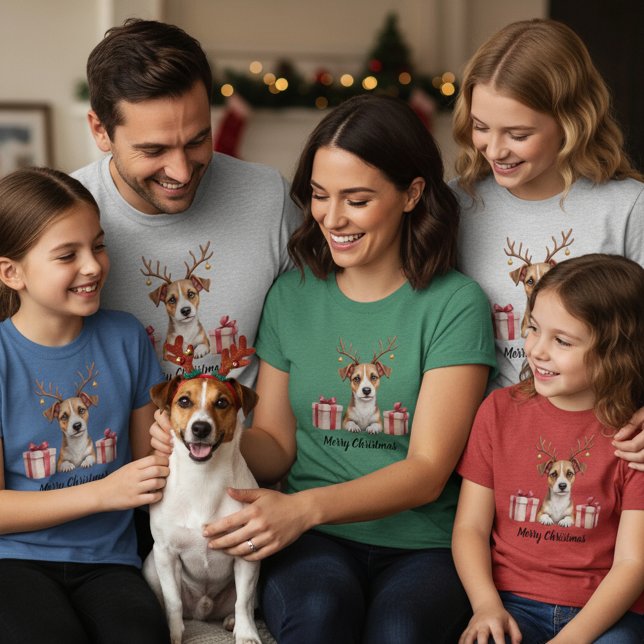 Jack Russell Reindeer T-Shirt (Creator Uploaded)