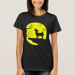 Jack Russell Silhouette In Full Moon Dog Bats And  T-Shirt