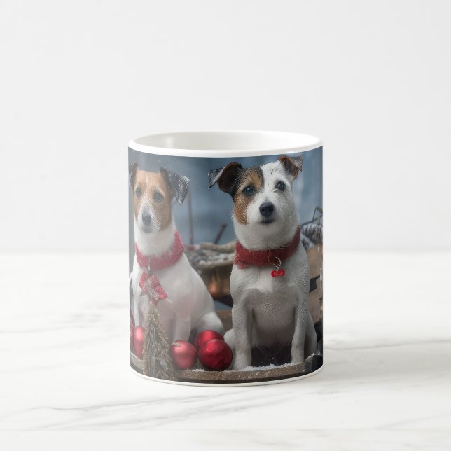 Jack Russell Snowy Sleigh Christmas Decor  Coffee Mug (Center)