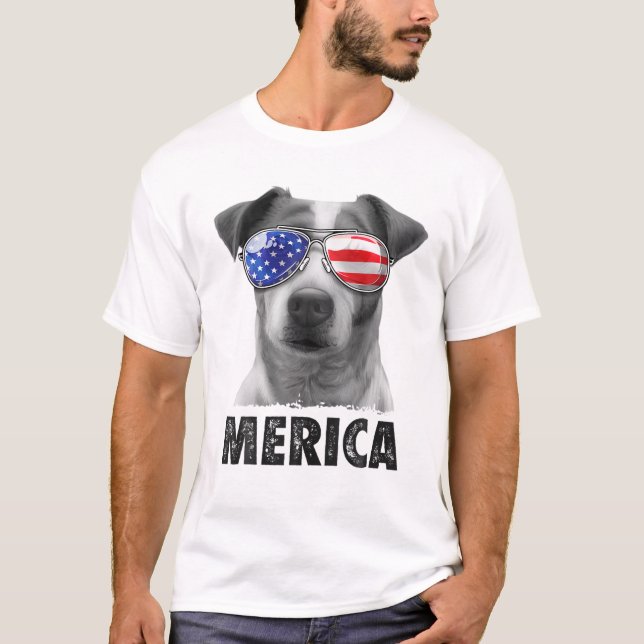 Jack Russell Terrier 4Th Of July Merica Men Americ T-Shirt (Front)