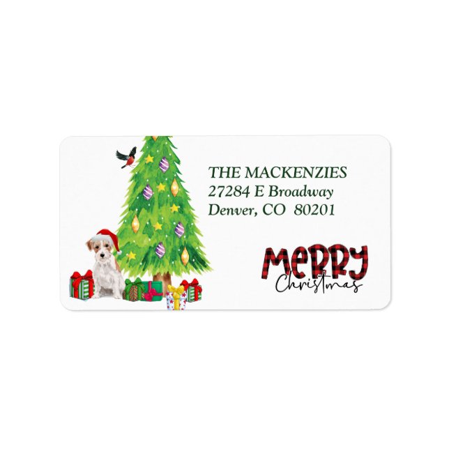 Jack Russell Terrier and Christmas Tree Label (Front)
