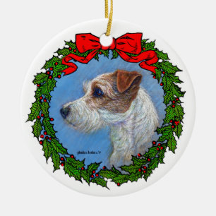 Jack Russell Terrier Art by Glenda S. Harlan Ceramic Ornament