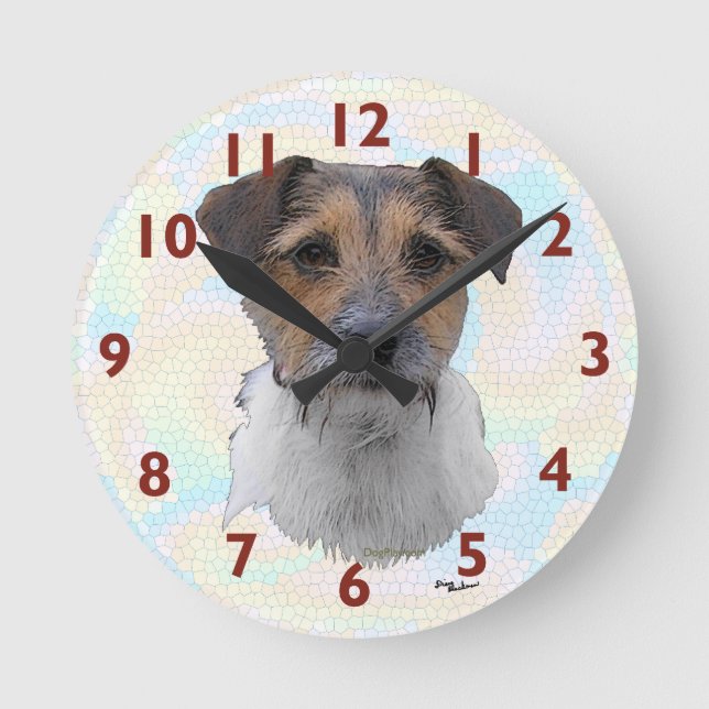 Jack Russell Terrier Art Round Clock (Front)