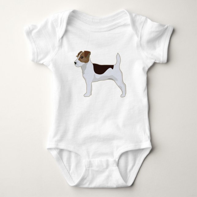 Jack Russell Terrier Basic Breed Illustration Baby Bodysuit (Front)