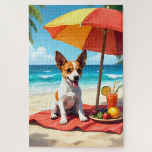 Jack Russell Terrier Beach Scene Jigsaw Puzzle
