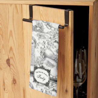 JACK RUSSELL Terrier Black Toile Tea Towel