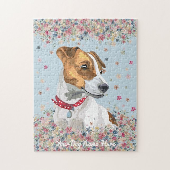 Jack Russell Terrier Blue Jigsaw Puzzle (Vertical)