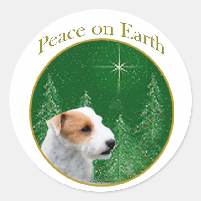 Jack Russell Terrier (broken) Peace Classic Round Sticker (Front)
