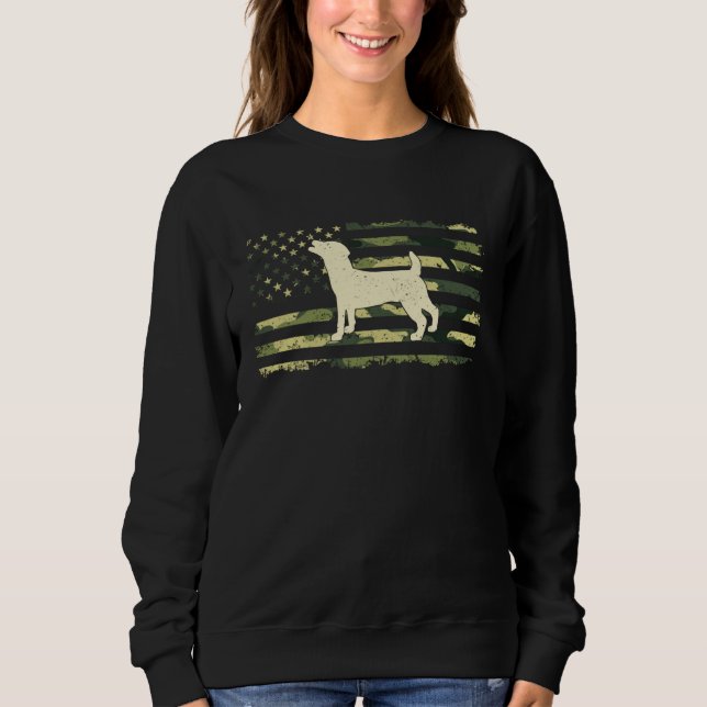 Jack Russell Terrier  Camouflage  American Flag Sweatshirt (Front)