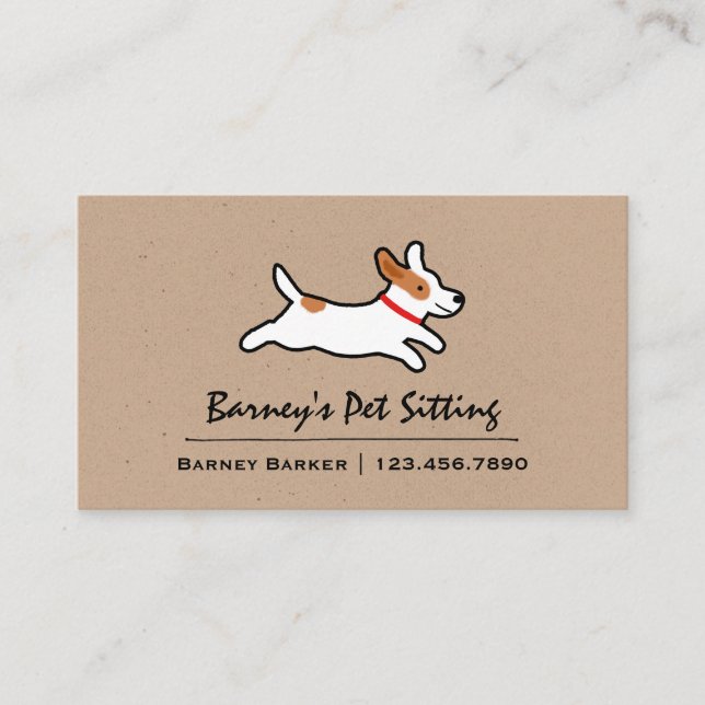 Jack Russell Terrier Cartoon Dog | Pet Care Animal Business Card (Front)