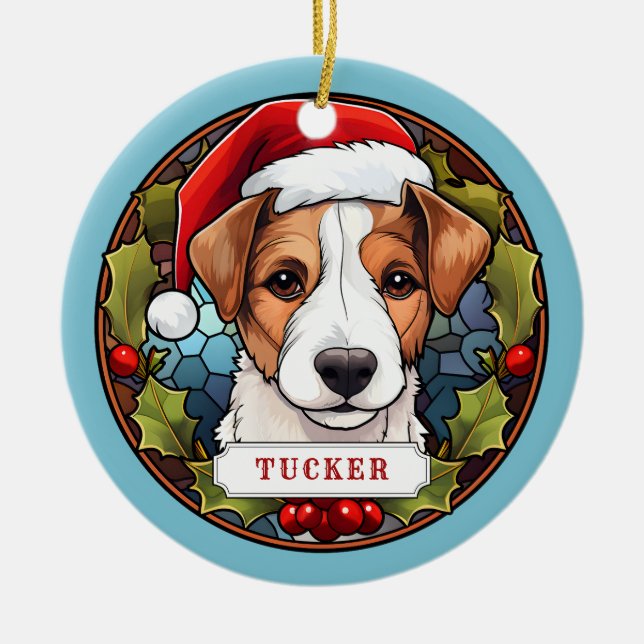 Jack Russell Terrier Ceramic Circle Ornament (Front)