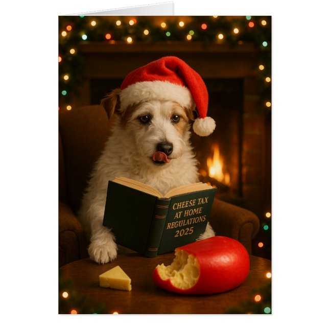 Jack Russell Terrier 'Cheese Tax' Christmas card (Front)
