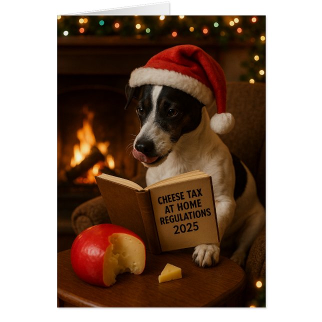 Jack Russell Terrier 'Cheese Tax' Christmas card (Front)