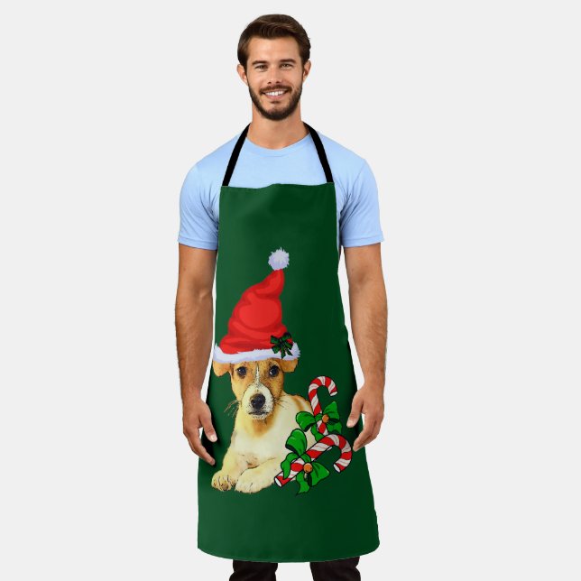 Jack Russell Terrier Christmas Apron (Worn)