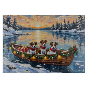Jack Russell Terrier Christmas Boat Holiday Cutting Board