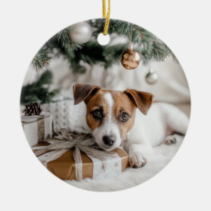 Jack Russell Terrier Christmas Ceramic Ornament
