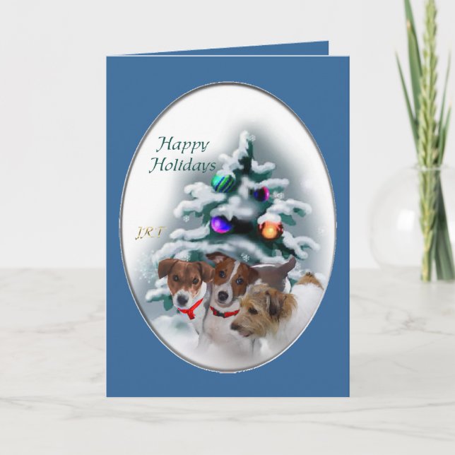 Jack Russell Terrier Christmas Gifts Holiday Card (Front)