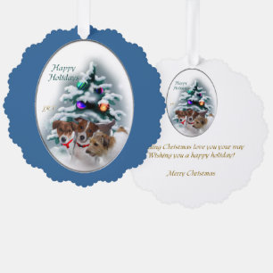 Jack Russell Terrier Christmas Gifts Tree Decoration Card