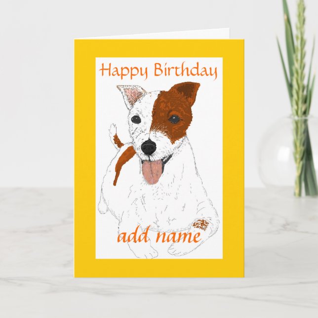 Jack Russell Terrier Customisable Birthday card (Front)