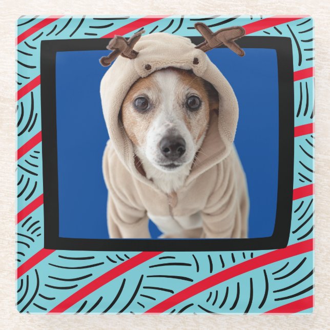 Jack Russell Terrier customised photo frame Glass Coaster (Front)