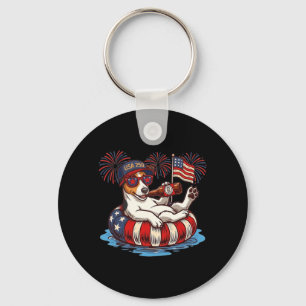 Jack Russell Terrier Dog 250th Aamerica Patriotic Key Ring