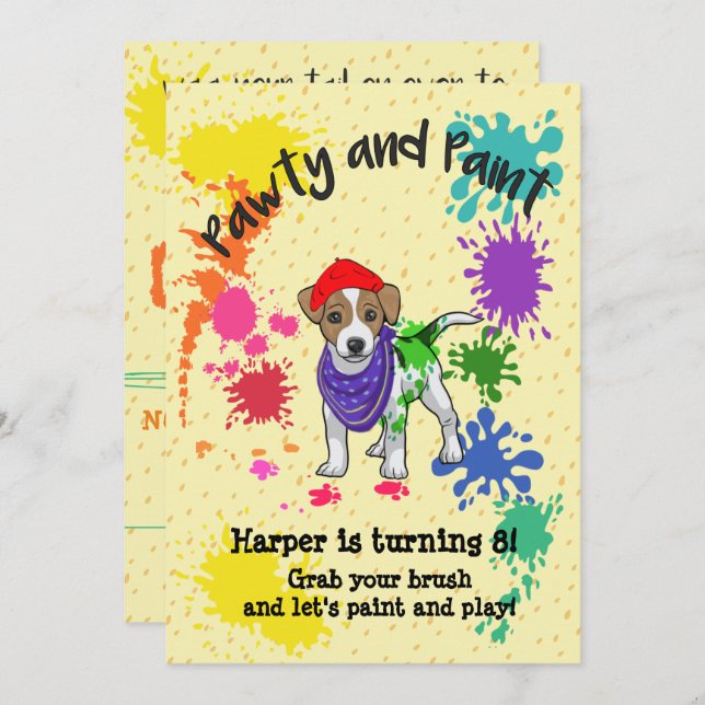 Jack Russell Terrier Dog Art Birthday Party Invite (Front/Back)