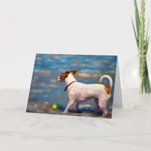 Jack Russell Terrier Dog Art - Jack at the Beach Card