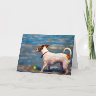 Jack Russell Terrier Dog Art - Jack at the Beach Card
