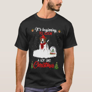 Jack Russell Terrier Dog Beginning Christmas Reind T-Shirt