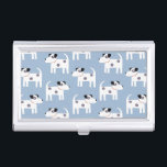 Jack Russell Terrier Dog Blue Business Card Holder<br><div class="desc">A cute but feisty Jack Russell Terrier dog pattern on a blue background.  These lovely little pups are also known as Parson Russell Terriers. Ideal for dog sitters,  dog walkers and veterinarians.</div>