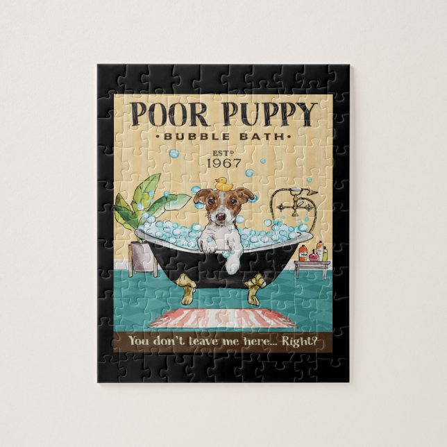 Jack Russell Terrier Dog Bubble Bath Jigsaw Puzzle (Vertical)