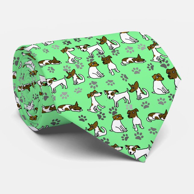 Jack Russell Terrier Dog Cartoon  Tie (Rolled)