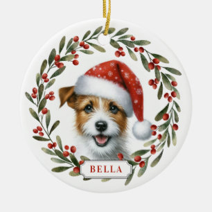 Jack Russell Terrier Dog Ceramic Circle Ornament