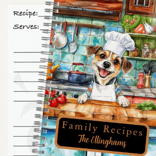 Jack Russell Terrier Dog Chef Spiral Recipe Book