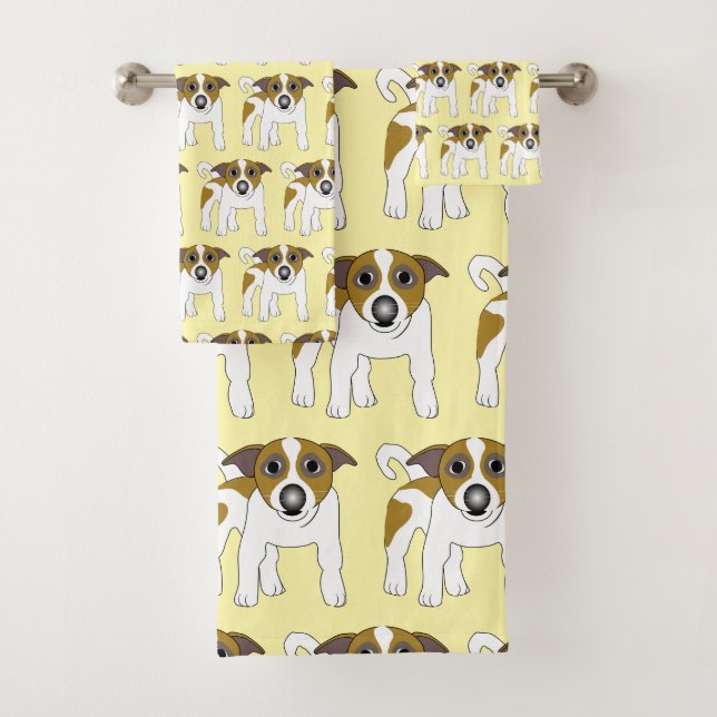 Jack Russell Terrier Dog Design Bath Towel Set (Insitu)