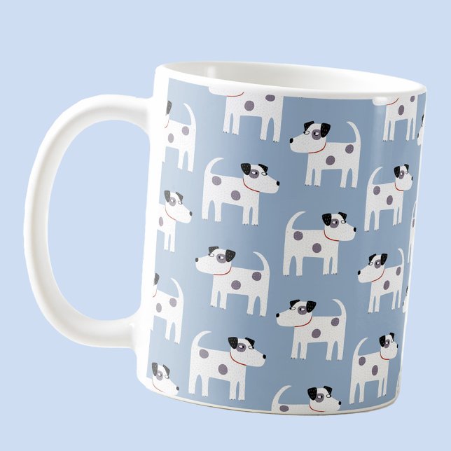 Jack Russell Terrier Dog Design Coffee Mug (Parson Jack Russell Terrier pattern blue coffee mug)