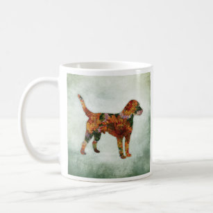 Jack Russell Terrier Dog Floral On Green Coffee Mug