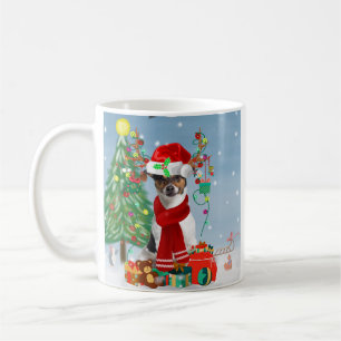 Jack Russell Terrier Dog in Snow Christmas Gifts   Coffee Mug