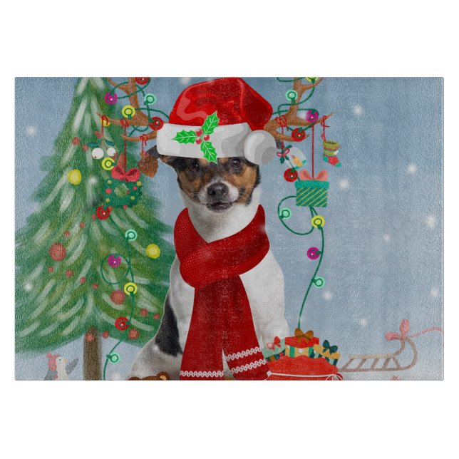 Jack Russell Terrier Dog in Snow Christmas Gifts   Cutting Board (Front)