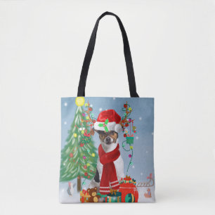 Jack Russell Terrier Dog in Snow Christmas Gifts  Tote Bag