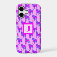 Jack Russell Terrier Dog Lover Pink &Blue Monogram