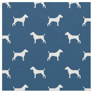 jack russell terrier dog navy blue silhouette fabric