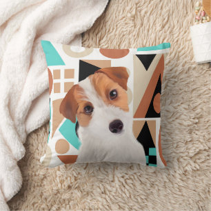 Jack Russell Terrier Dog Orange Geometric  Cushion