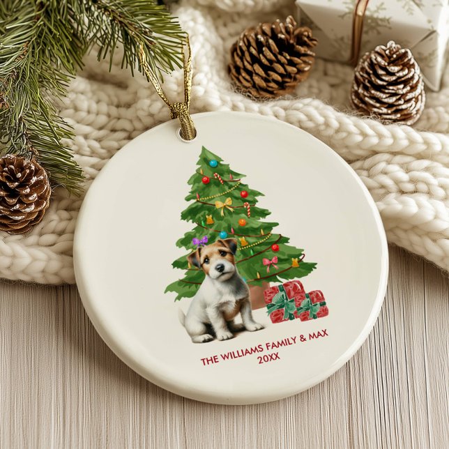 Jack Russell Terrier Dog Personalised Christmas  Ceramic Ornament (Creator Uploaded)