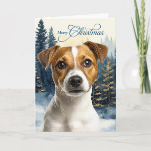 Jack Russell Terrier Dog Pine Forest Christmas Holiday Card