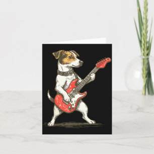 Jack Russell Terrier Dog Playing Guitar Rocker Gui Card